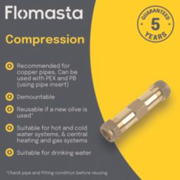 Flomasta  Brass Compression Pipe Repair Fitting 15mm
