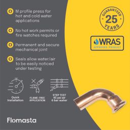 Flomasta  Copper Press-Fit Adapting 90° M-Profile Street Elbows 22mm x 22mm 2 Pack