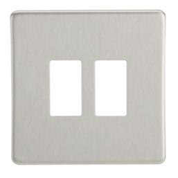 Contactum Lyric 2-Module Grid Faceplate Brushed Steel