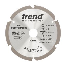 Trend PCD/FSB/1906 Multi-Material Saw Blade 190mm x 30mm 6T