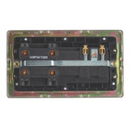 Contactum Lyric 45A 2-Gang DP Cooker Switch & 13A DP Switched Socket Brushed Steel  with Black Inserts
