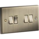 Knightsbridge  10AX 4-Gang 2-Way Light Switch  Antique Brass