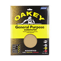 Oakey   Assorted Sandpaper Unpunched 280 x 230mm Assorted Grit 10 Pack