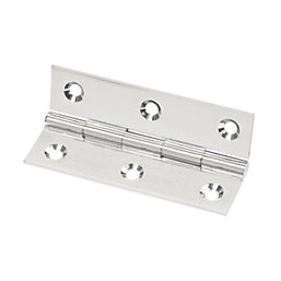 Polished Chrome  Solid Drawn Brass Hinge 64mm x 34mm 2 Pack