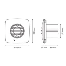 Xpelair DX100HTS 100mm (4") Axial Bathroom Extractor Fan with Humidistat & Timer White 220-240V