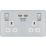 LAP  13A 2-Gang DP Switched Socket + 3.1A 15.5W 2-Outlet Type A USB Charger Polished Chrome with White Inserts