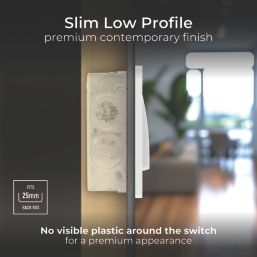 British General Evolve 20A 16AX 1-Gang 2-Way Wide Rocker Light Switch  Brushed Steel with White Inserts