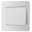 British General Evolve 20A 16AX 1-Gang 2-Way Wide Rocker Light Switch  Brushed Steel with White Inserts