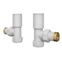 ETAL Rise 15mm x 1/2" White Angled Designer Manual Radiator Valve Head & Body  2 Pack