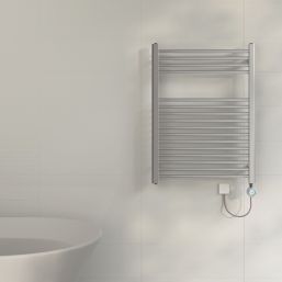 Flomasta 800mm x 600mm 853BTU Chrome Flat Electric Towel Radiator