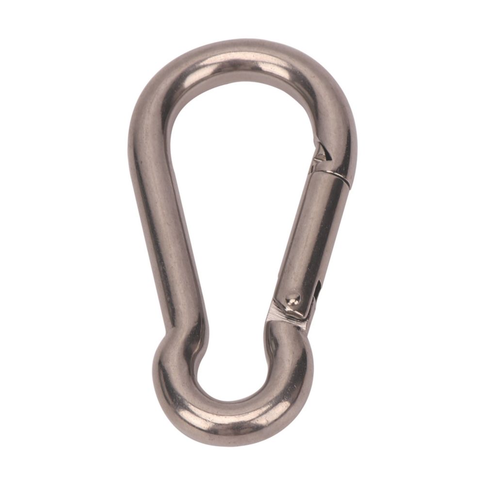 Essentials Karabiners Stainless Steel 100mm x 10mm 10 Pack - Screwfix