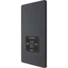 British General Evolve 2-Gang Dual Voltage Shaver Socket 115/240V Grey with Black Inserts