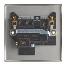 Contactum iConic 13A Switched Fused Spur  Brushed Steel with Black Inserts
