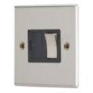 Contactum iConic 13A Switched Fused Spur  Brushed Steel with Black Inserts