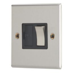 Contactum iConic 13A Switched Fused Spur  Brushed Steel with Black Inserts