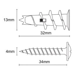 Easyfix  Self-Drill Plasterboard Fixings Metal 32mm 500 Pack