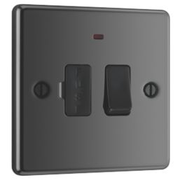 LAP  13A Switched Fused Spur with LED Black Nickel with Black Inserts