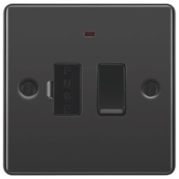 LAP  13A Switched Fused Spur with LED Black Nickel with Black Inserts