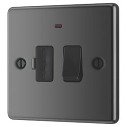 LAP  13A Switched Fused Spur with LED Black Nickel with Black Inserts