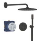 Grohe Precision Thermostat HP Rear-Fed Concealed Matt Black Thermostatic Shower System