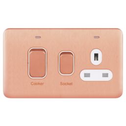 Schneider Electric Lisse Deco 45A 2-Gang DP Cooker Switch Copper with LED with White Inserts