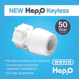Hep2O  Plastic Push-Fit Straight Keyless Tap Connector 15mm x 1/2"