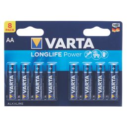 Varta Longlife Power AA 1.5V Alkaline High Energy Batteries 8 Pack