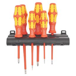 Wera 160 i/6 Kraftform Plus Series 100 + Rack Mixed  VDE Screwdriver Set 6 Pieces