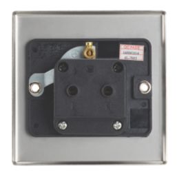 Contactum iConic 5A 1-Gang Unswitched Round Pin Socket Brushed Steel with Black Inserts