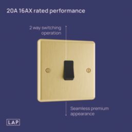 LAP  20A 1-Gang 2-Way Light Switch  Satin Brass with Black Inserts