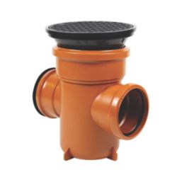 FloPlast Push-Fit Double Socket Round Grid Back-Inlet Bottle Gully 110mm