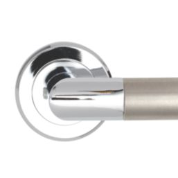 Serozzetta Trend Fire Rated Lever on Rose Door Handle Pair Polished Chrome / Satin Nickel