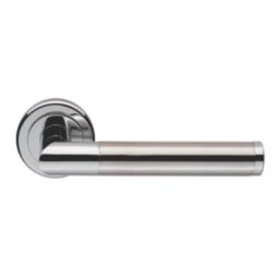 Serozzetta Trend Fire Rated Lever on Rose Door Handle Pair Polished Chrome / Satin Nickel
