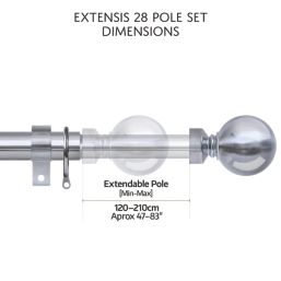 Renaissance Polished Chrome Curtain Pole 28/25mm x 120-210cm