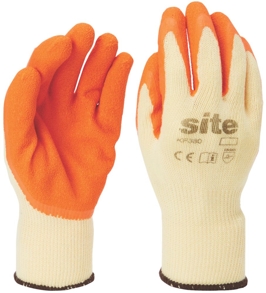 Site Latex Builders Gloves Orange Yellow X Large