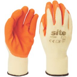 Site  Latex Builders Gloves Orange/Yellow X Large