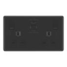 LAP  13A 2-Gang SP Switched Socket + 3A 22W 2-Outlet Type A & C USB Charger Matt Black with Black Inserts
