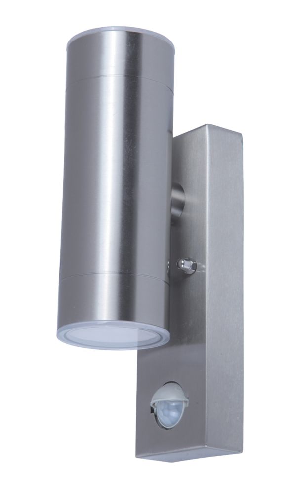 LAP Outdoor LED Wall Light With PIR Sensor Silver 9W 760lm Screwfix