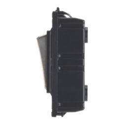 Contactum  10AX 2-Way Modular Light Switch Brushed Steel with Black Inserts