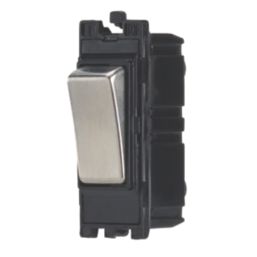 Contactum  10AX 2-Way Modular Light Switch Brushed Steel with Black Inserts