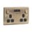 British General Nexus Metal 13A 2-Gang SP Switched Socket + 3.1A 15.5W 2-Outlet Type A USB Charger Antique Brass with Black Inserts