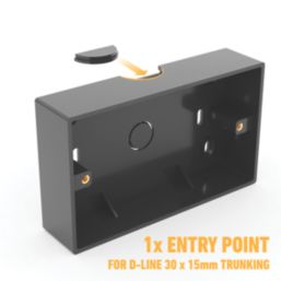 D-Line TSB35B/2 2-Gang Surface Pattress Black Box 35mm 2 Pack