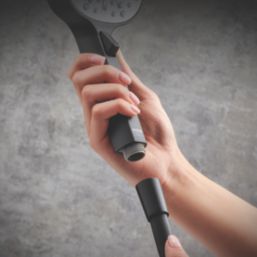 Mira Atom Dual Outlet Rear-Fed Exposed Matt Black Thermostatic Mixer Shower