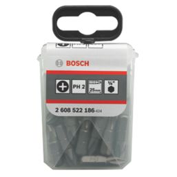 Bosch  1/4" 25mm Hex Shank PH2 Screwdriver Bits 25 Pack