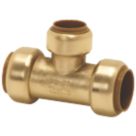 Tectite Classic  Brass Push-Fit Reducing Tee 22mm x 22mm x 15mm