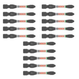 Bosch Pro 1/4" 55mm Hex Shank PZ2 Impact Screwdriver Bits 15 Pieces
