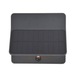 Lutec Aleta Outdoor LED Solar Wall Light With PIR Sensor Dark Grey 1100lm