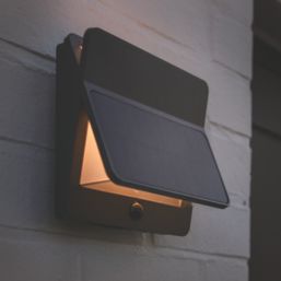 Lutec Aleta Outdoor LED Solar Wall Light With PIR Sensor Dark Grey 1100lm