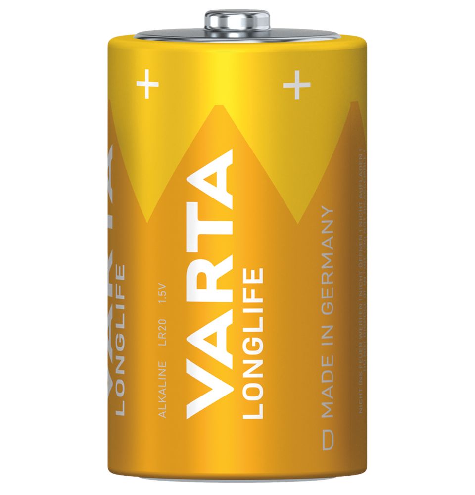 Varta Longlife D Alkaline Battery 2 Pack - Screwfix