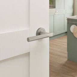 Cooke & Lewis Wembrit Lever on Rose Door Handles Pair Satin Nickel